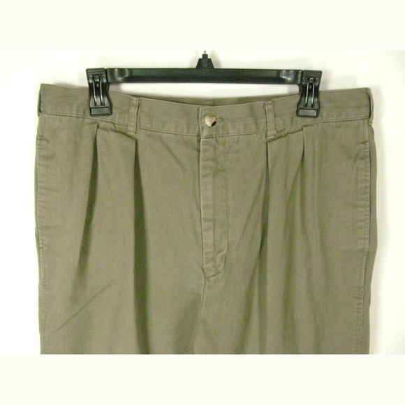 Preswick & Moore Men's Khaki Pants Pleated Brown - Picture 2 of 5